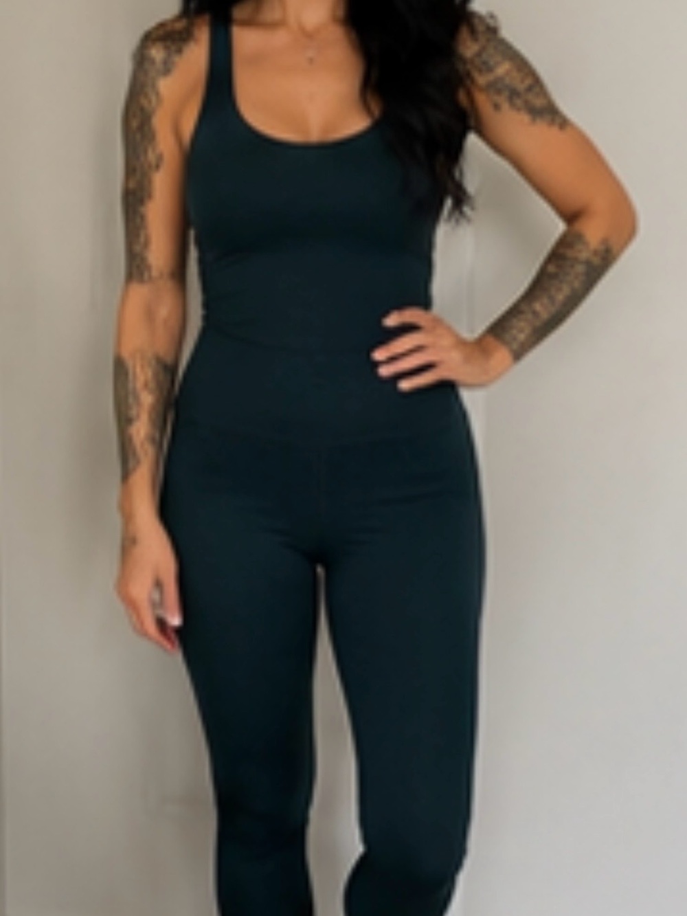Womens Deep Teal Scoop Neck Jumpsuit